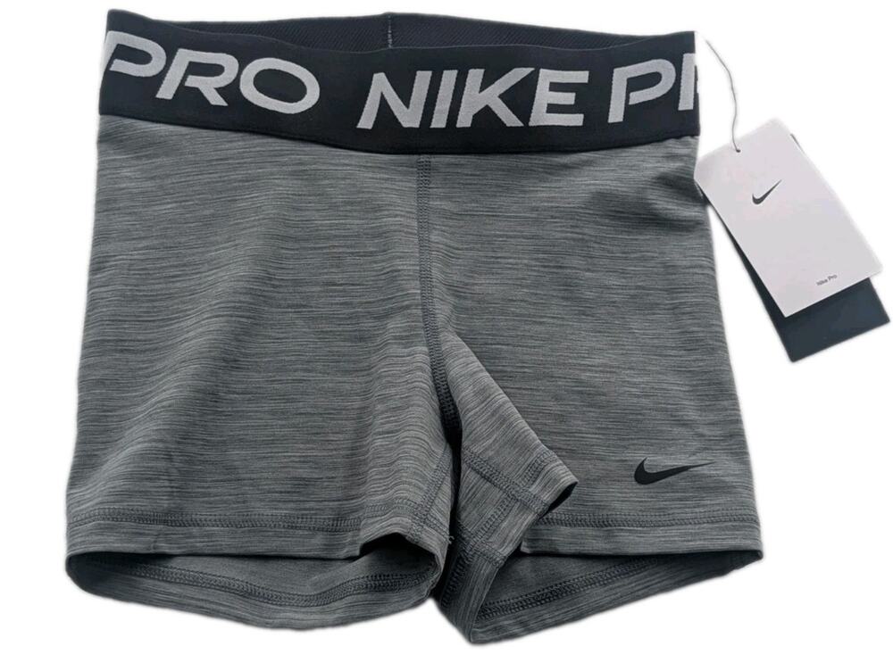 Nike Pro Womens Size XS Shorts 3' Mid Rise Gray/Black Training Compression NWT